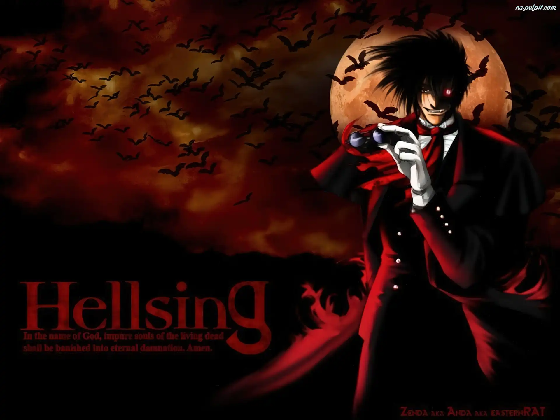 moon, nietoperze, Hellsing, cz³owiek